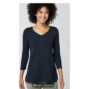 J Jill Navy Blue Boxy Pima Cotton Top Sz 2X Coastal Minimalist Effortless Breezy